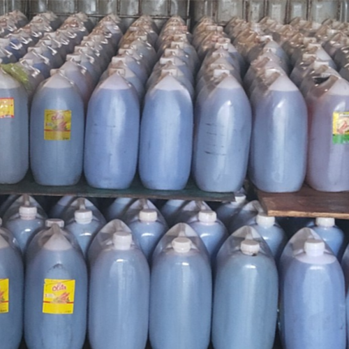 Collected waste cooking oil containers
